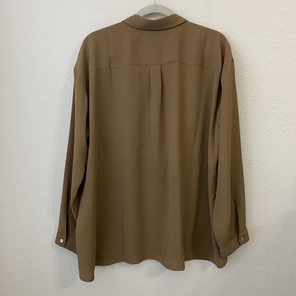J.Jill Blouse Top Womens Size XL Button Front Brown FLAWED - Picture 2 of 10